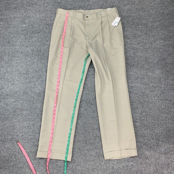 Van Heusen Traveler Pants Mens 36 Artichoke Pleated Front Classic Fit Non Iron - Picture 8 of 16